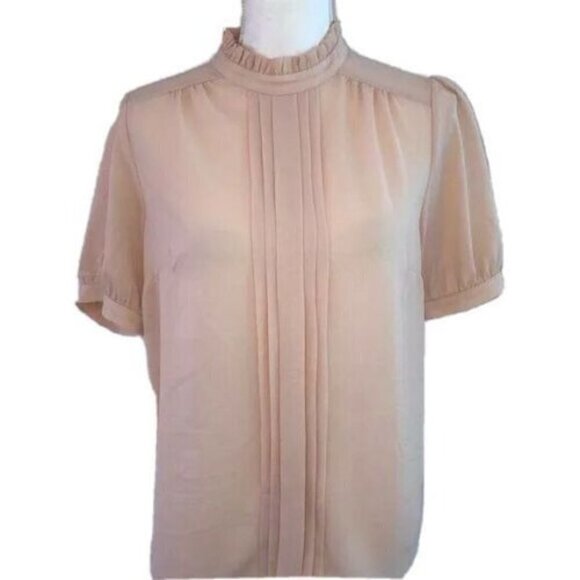 Monteau Tops - Monteau Top Size Large L Womens Short Sleeve High Neck Peach